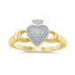 10 Karat Yellow Gold 0.10 Carat Diamonds Heart Ring-0229482-YG