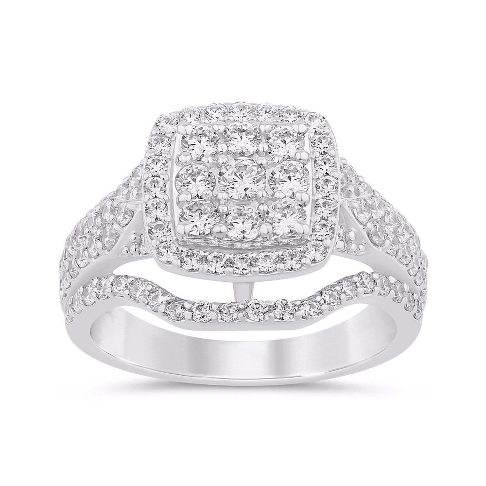10 Karat White Gold 1.50 Carat Diamonds Cushion Ladies Ring-0229961-WG