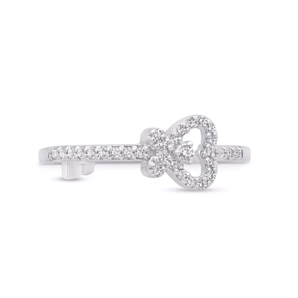 10 Karat White Gold 0.15 Carat Diamonds Key Ladies Ring-0229962-WG