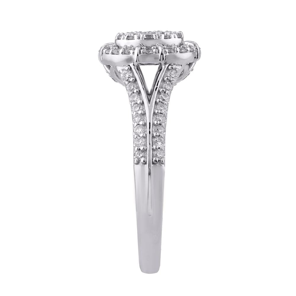 10 Karat White Gold 0.50 Carat Diamonds Oval Ladies Ring-0229981-WG
