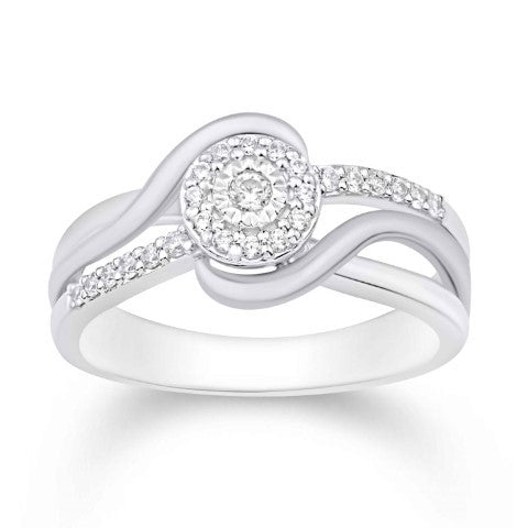 14 Karat White Gold 0.18 Carat Diamonds Round Ladies Ring-0232280-WG