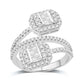 14 Karat White Gold 0.87 Carat Diamonds Bypass Cushion Ladies Ring-0232374-WG