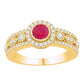 14 Karat Yellow Gold 0.97 Carat Diamonds Round Ladies Ring-0232423-YG