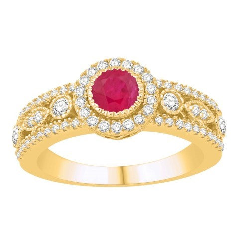 14 Karat Yellow Gold 0.97 Carat Diamonds Round Ladies Ring-0232423-YG