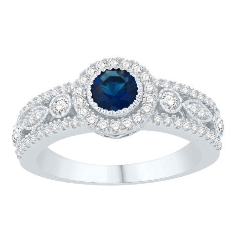 14 Karat White Gold 0.73 Carat Diamonds Round Ladies Ring-0232425-WG