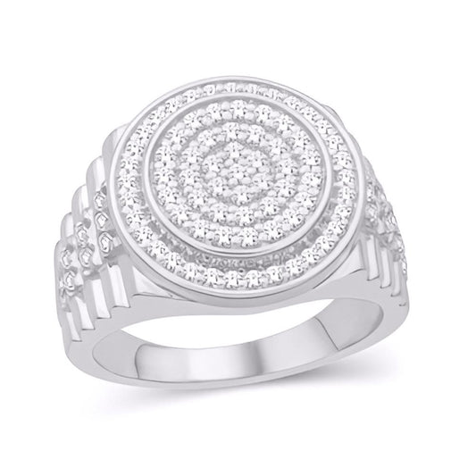 14 Karat White Gold 1.00 Carat Diamonds Round Men's Ring-0325380-WG