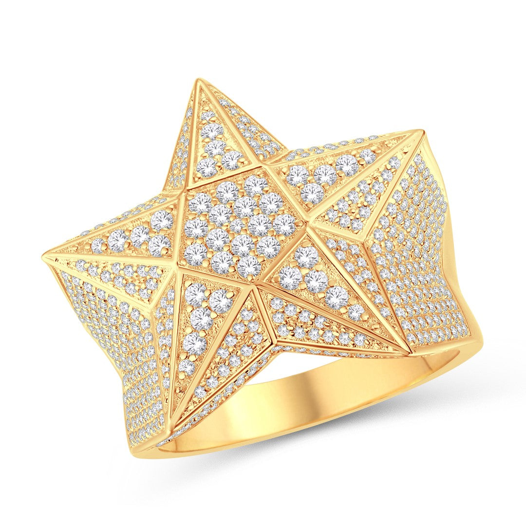 10 Karat All Yellow Gold 1.25 Carat Diamonds Star Men's Ring-0325726-ALY