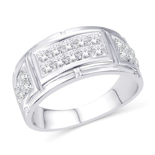 10 Karat White Gold 0.90 Carat Diamonds Classic Men's Ring-0325879-WG