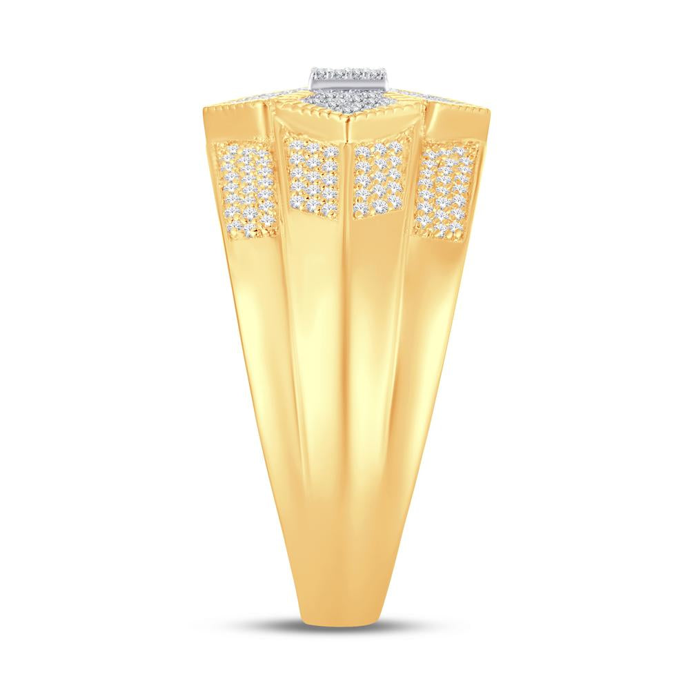 10 Karat Two-Tone (Yellow and White) Gold 0.46 Carat Diamonds Fashion Men's Ring-0326110-YW