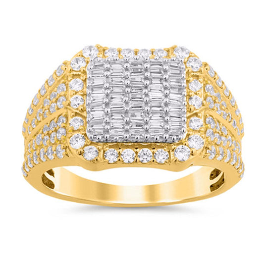 10 Karat Yellow Gold 1.63 Carat Diamonds Square Men's Ring-0329305-YG