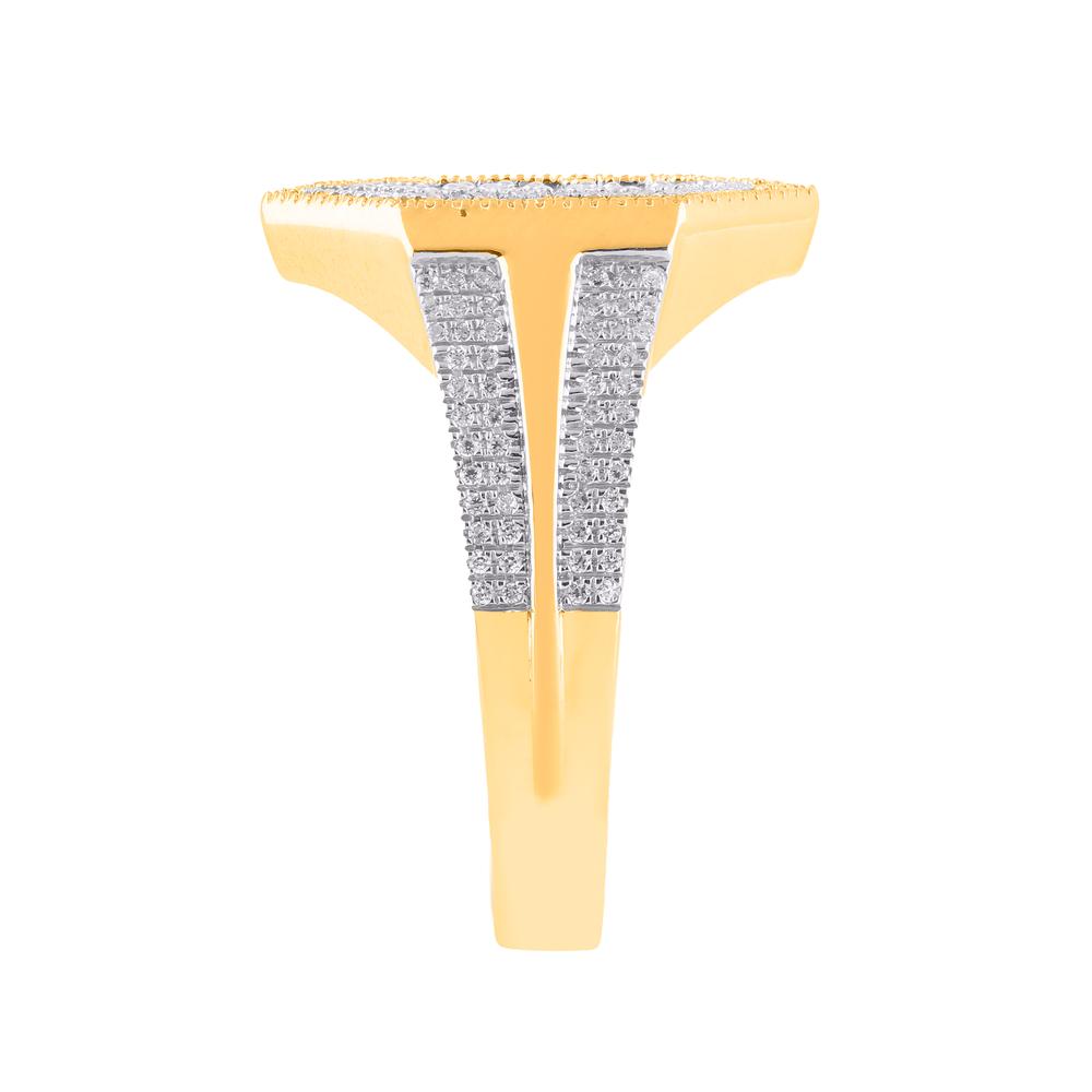 10 Karat Yellow Gold 0.82 Carat Diamonds Hexagon Men's Ring-0329875-YG