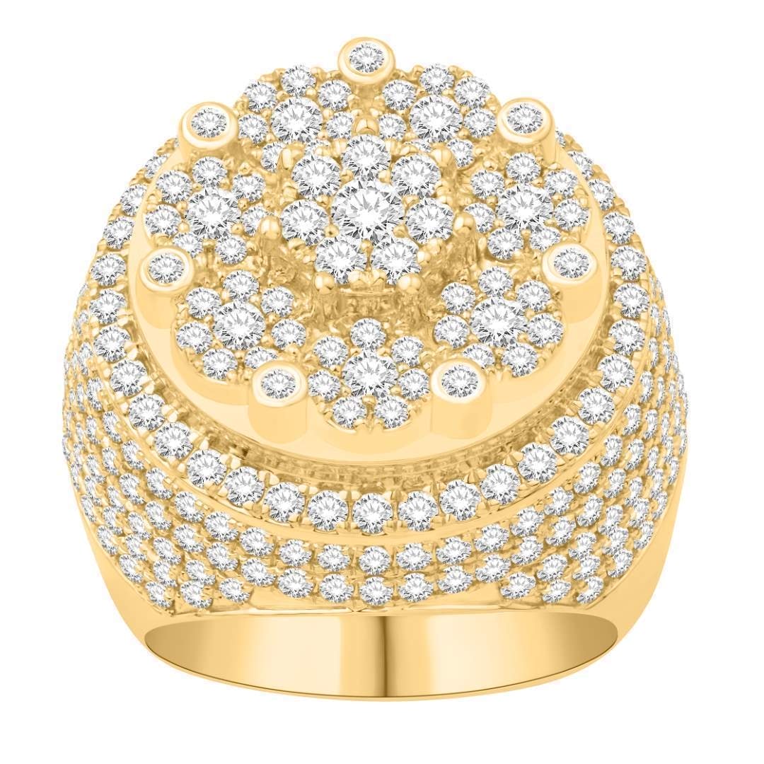 14 Karat All Yellow Gold 5.30 Carat Diamonds Round Men's Ring-0332074-ALY
