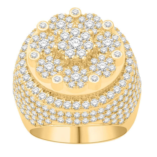 14 Karat All Yellow Gold 5.30 Carat Diamonds Round Men's Ring-0332074-ALY