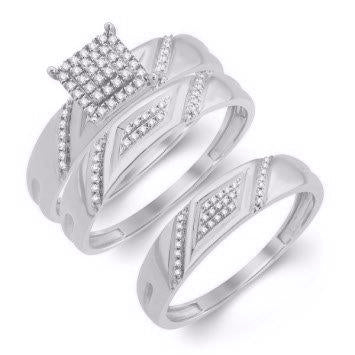 14 Karat White Gold 0.25 Carat Diamonds Square Trio Set-0425941-WG