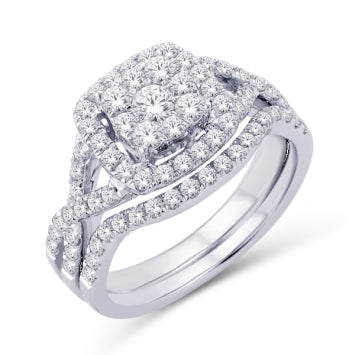 10 Karat White Gold 0.50 Carat Diamonds Cushion Bridal Set-0525236-WG