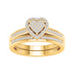 10 Karat Yellow Gold 0.25 Carat Diamonds Heart Bridal Ring-0527915-YG