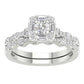 14 Karat White Gold 1.00 Carat Diamonds (0.25 CTR) Square Bridal Ring-0527920-WG