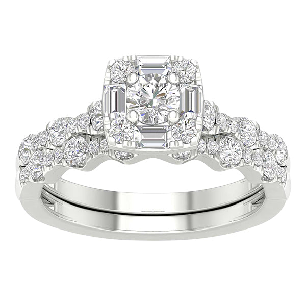 14 Karat White Gold 1.00 Carat Diamonds (0.25 CTR) Square Bridal Ring-0527920-WG