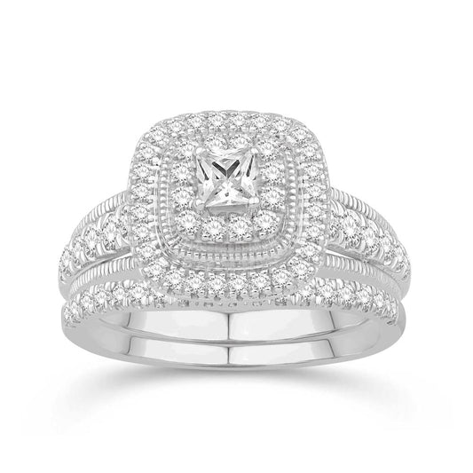 14 Karat White Gold 0.98 Carat Diamonds Uno Bridal Ring-0532645-WG