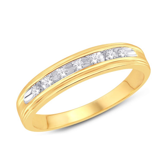 14 Karat Yellow Gold 0.15 Carat Diamonds Classic Men's Band-0625925-YG
