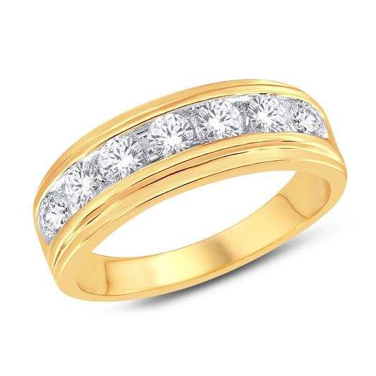 14 Karat Yellow Gold 0.67 Carat Diamonds Classic Men's Band-0625928-YG