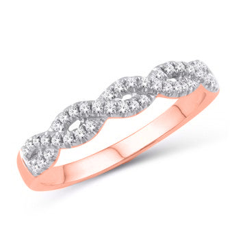 14 Karat Rose Gold 0.20 Carat Diamonds Intertwined Link Ladies Band-0725083-RG