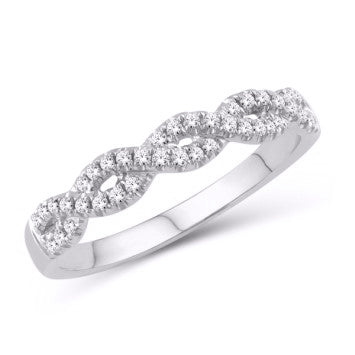 14 Karat White Gold 0.20 Carat Diamonds Intertwined Link Ladies Band-0725083-WG