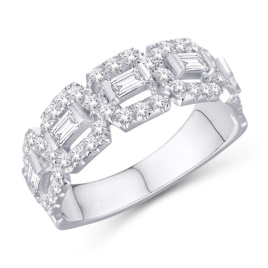 14 Karat White Gold 0.95 Carat Diamonds Fancy Ladies Band-0725891-WG