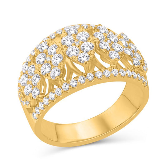 14 Karat All Yellow Gold 1.48 Carat Diamonds Designer Ladies Band-0725999-ALY