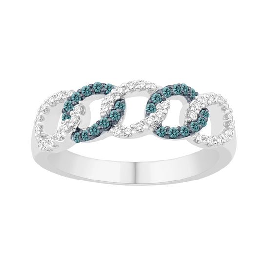 14 Karat White Gold 0.34 Carat Diamonds (0.10 Blue) Cuban Link Ladies Band-0732144-WG