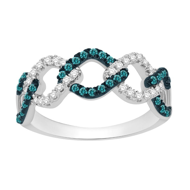 14 Karat White Gold 0.44 Carat Diamonds (0.17 Blu) Cuban Link Ladies Band-0732146-WG