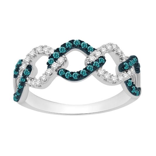14 Karat White Gold 0.44 Carat Diamonds (0.17 Blu) Cuban Link Ladies Band-0732146-WG