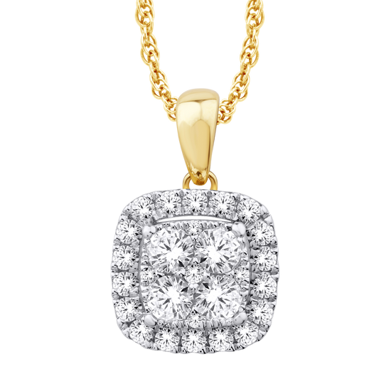 14 Karat Yellow Gold 0.75 Carat Diamonds Cushion Pendant-0825264-YG