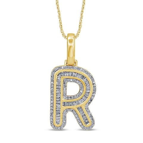 10K 0.52- 0.60CT D-BAGUETTE INITIAL " R "
