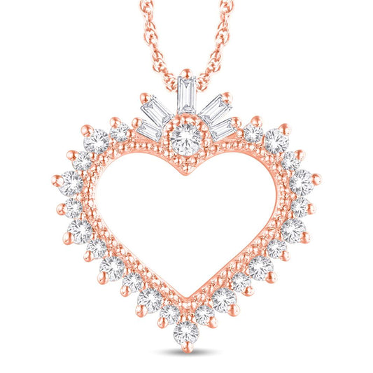 10 Karat All Rose Gold 0.31 Carat Diamonds Heart Pendant-1026127-ALR