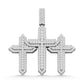 10 Karat White Gold 3.00 Carat Diamonds Three Cross HipHop Pendant-1030028-WG