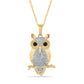 10 Karat Two-Tone (Yellow and White) Gold 0.54 Carat Diamonds Owl HipHop Pendant-1050038-YW