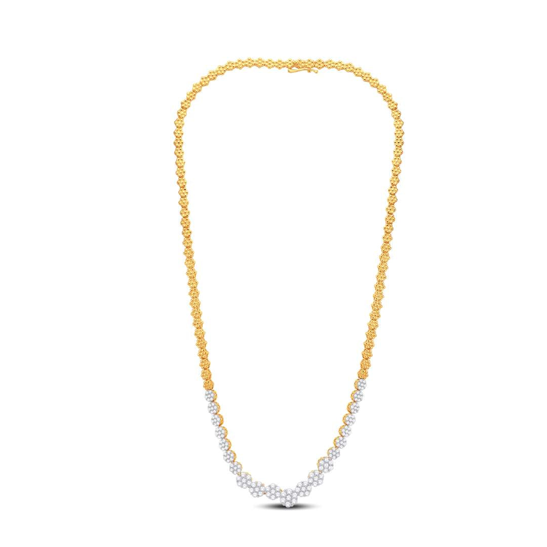 10 Karat Yellow Gold 2.80 Carat Diamonds Flower Necklace-1425229-YG