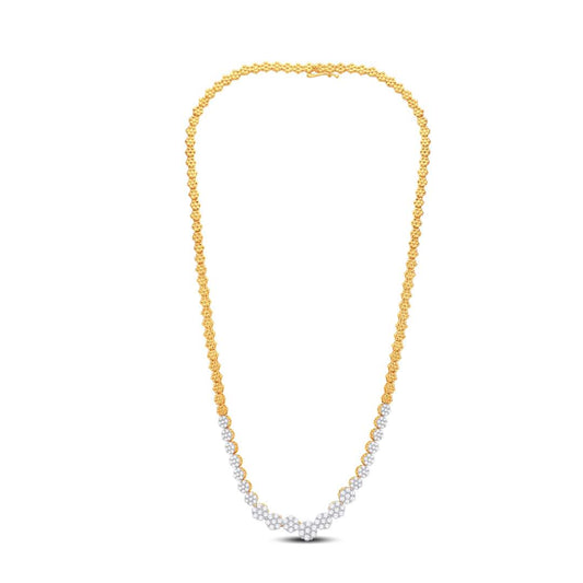 10 Karat Yellow Gold 2.80 Carat Diamonds Flower Necklace-1425229-YG