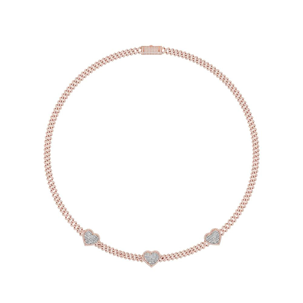 10 Karat Rose Gold 6.91 Carat Diamonds Heart Necklace-1430009-RG