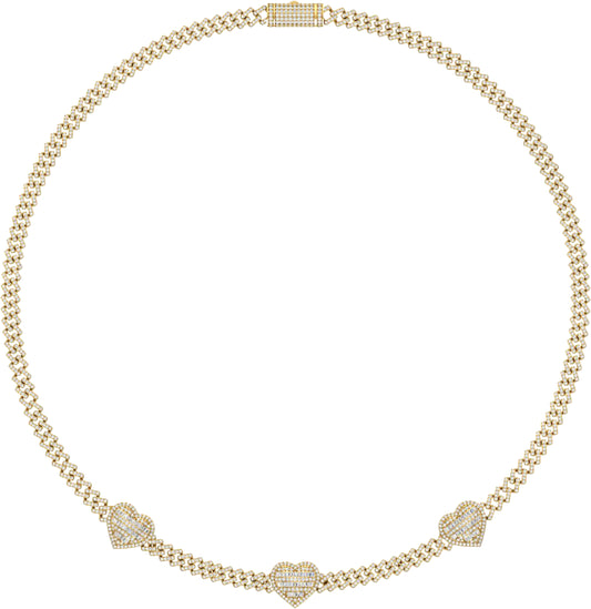10 Karat Yellow Gold 6.91 Carat Diamonds Heart Necklace-1430009-YG
