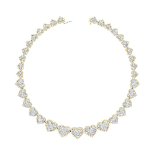 10 Karat Two-Tone (White and Yellow) Gold 10.35 Carat Diamonds Heart Necklace-1430015-WY