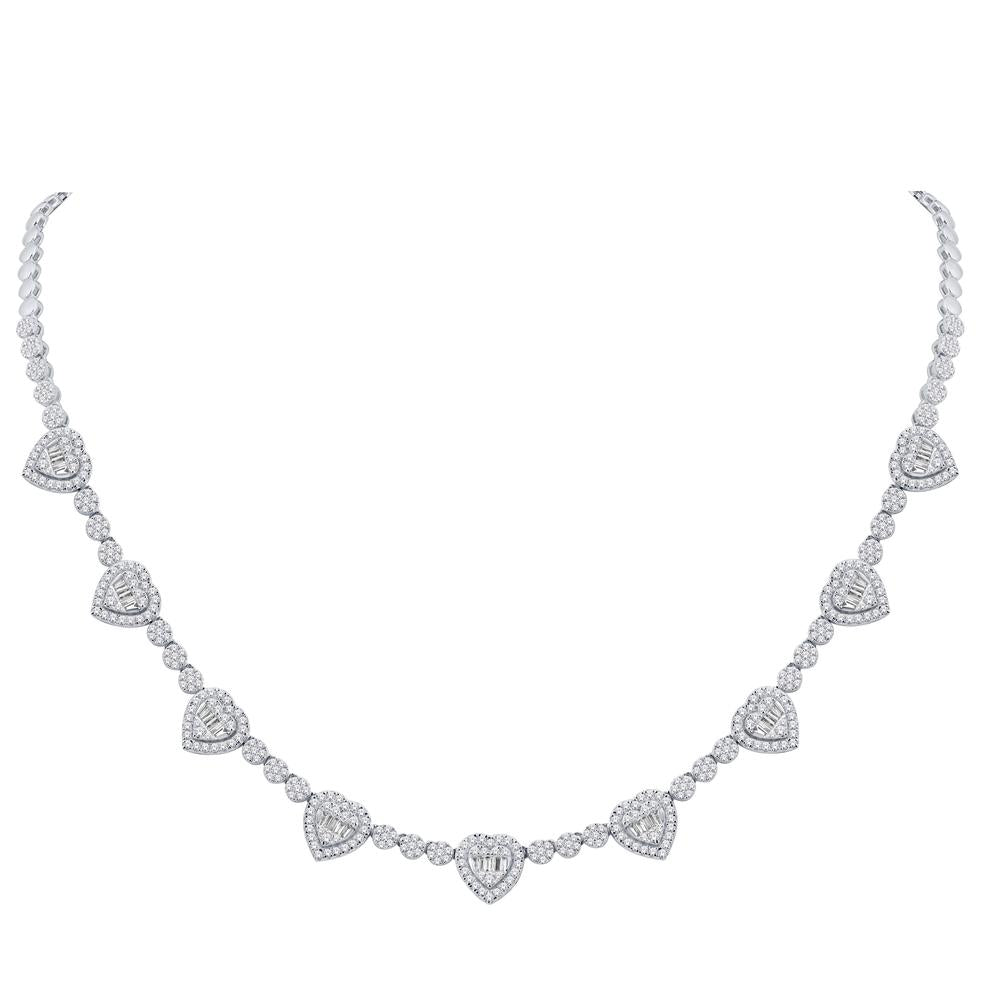 10 Karat White Gold 3.43 Carat Diamonds Heart Necklace-1432105-WG