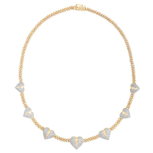 10 Karat Two-Tone (White and Yellow) Gold 4.15 Carat Diamonds Heart Necklace-1460004-WY