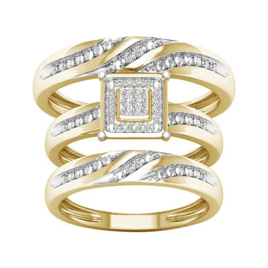 10K 0.07CT DIAM TRIO SET
