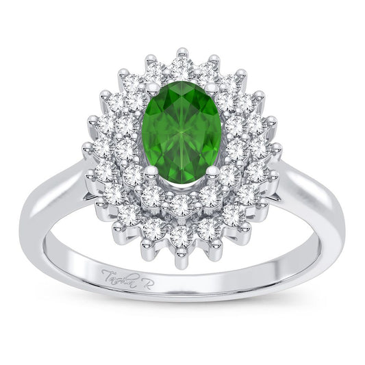 14K 0.25CT Diamond Emerald Ring