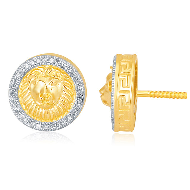 10K 0.20CT D-EARRINGS "LION HEAD"
