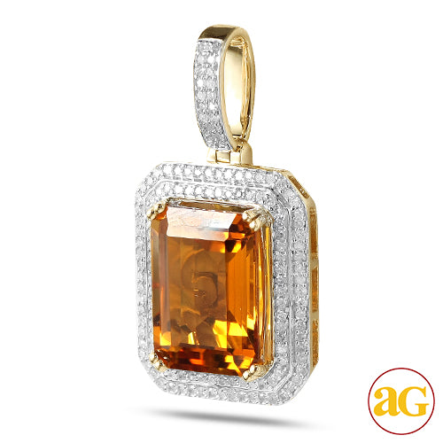 10KY 0.50CTW DIAMOND 2-ROW PENDANT WITH 7.00CT SYN