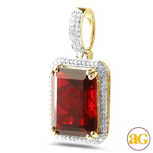 10KY 0.25CTW DIAMOND PENDANT WITH 7.00CT SYNTHETIC