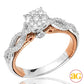 14KW+R 0.65CTW CTW TWO TONE DIAMOND CLUSTER RING -